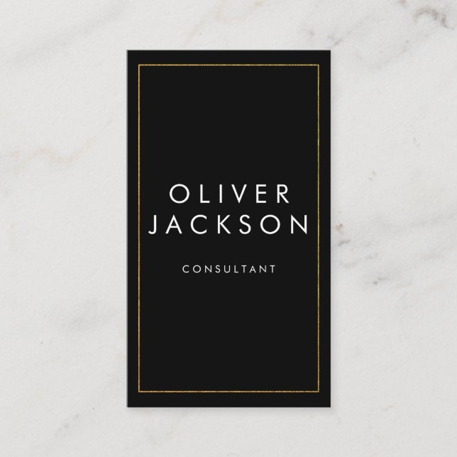 Professional Minimalist Gold Border Business Card (Front)