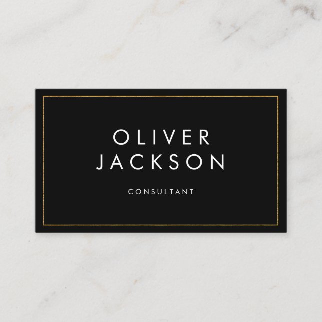 Professional Minimalist Gold Border Business Card (Front)