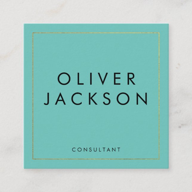 Professional Minimalist Gold Border Square Business Card (Front)