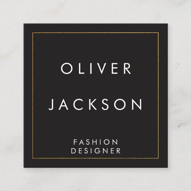Professional Minimalist Gold Border Square Business Card (Front)