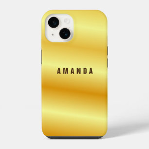 Professional minimalist gold colour add your name iPhone 14 case