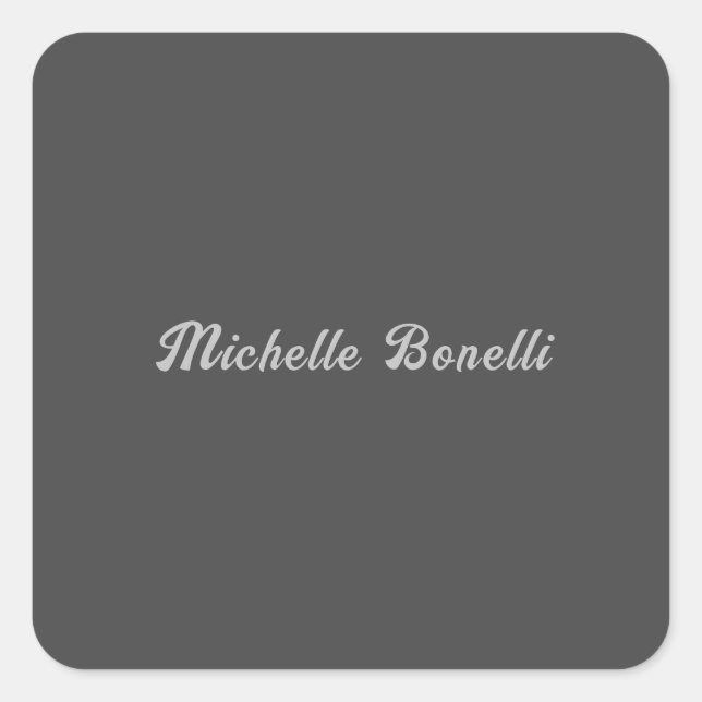 Professional Minimalist Grey Modern Calligraphy Square Sticker (Front)