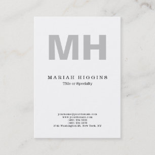 Professional Minimalist Grey Monogram White Business Card