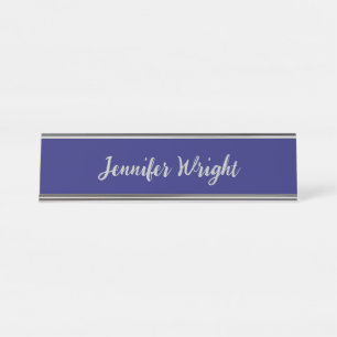 Professional minimalist handwriting blue desk name plate