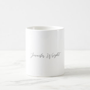 Professional minimalist handwriting grey white coffee mug