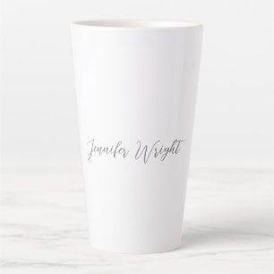 Professional minimalist handwriting grey white latte mug