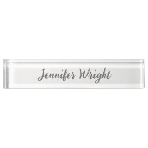 Professional minimalist handwriting grey white nameplate