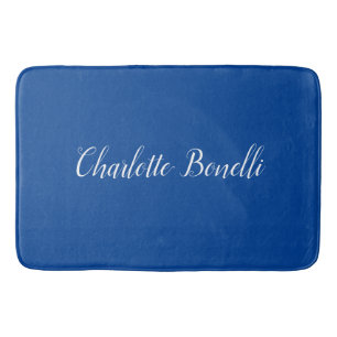 Professional Minimalist Handwriting Name Blue Bath Mat