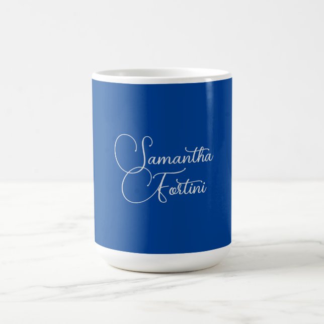 Professional minimalist handwriting name blue coffee mug (Center)