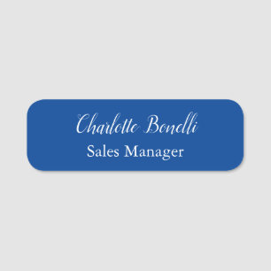 Professional Minimalist Handwriting Name Blue Name Tag