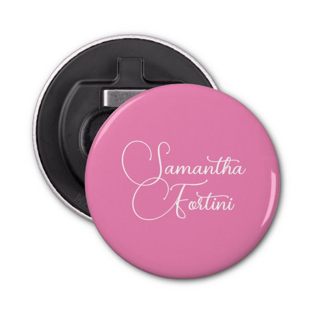 Professional minimalist handwriting name pink bottle opener (Front)