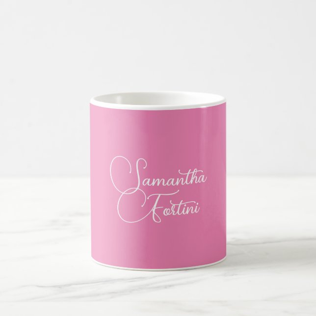Professional minimalist handwriting name pink coffee mug (Center)