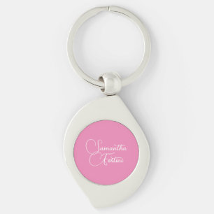 Professional minimalist handwriting name pink key ring
