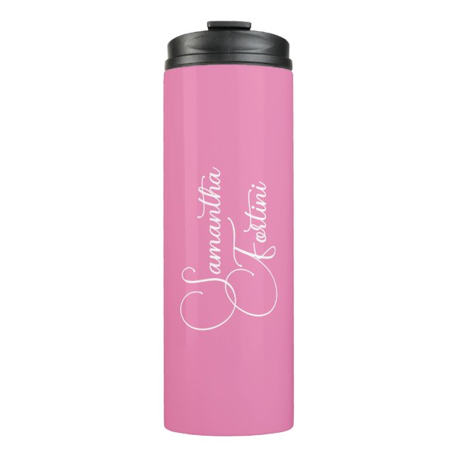Professional minimalist handwriting name pink thermal tumbler (Front)