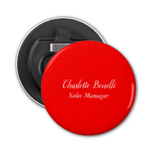 Professional Minimalist Handwriting Name Red Bottle Opener