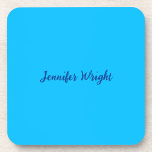 Professional minimalist handwriting sky blue coaster