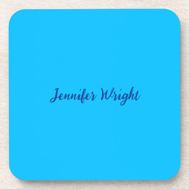 Professional minimalist handwriting sky blue coaster (Front)
