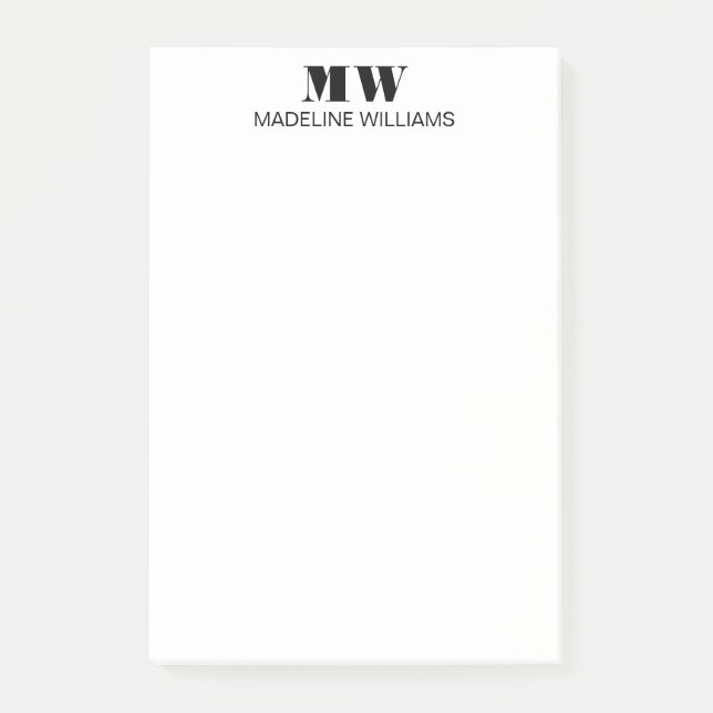 Professional Minimalist Initials Business Office Post-it Notes (Front)