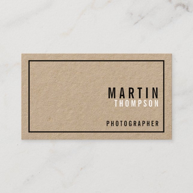 Professional Minimalist Kraft Paper Business Card (Front)