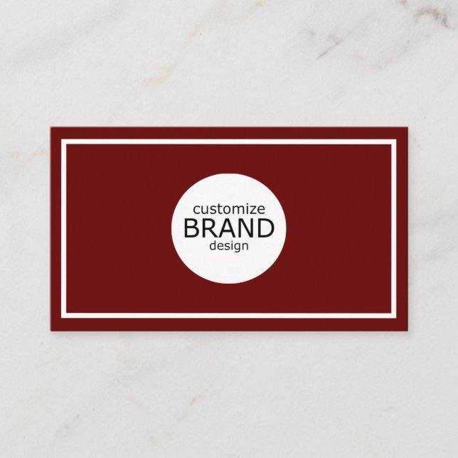 Professional Minimalist Maroon White Frame Busines Business Card (Front)
