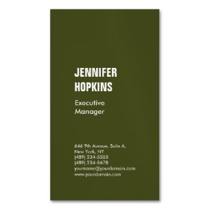 Professional minimalist modern army green 	Magnetic business card