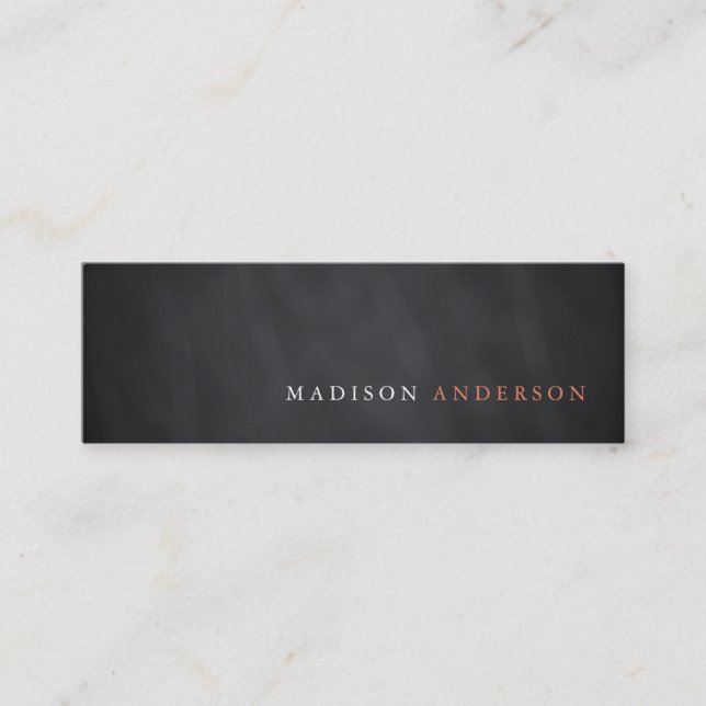 Professional Minimalist Modern Black Chalkboard Mini Business Card (Front)