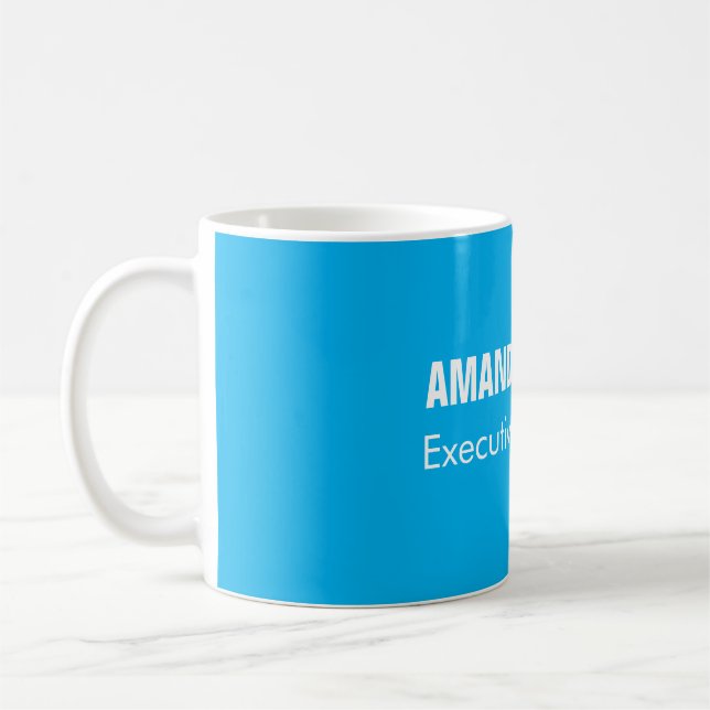 Professional minimalist modern blue add your name coffee mug (Left)