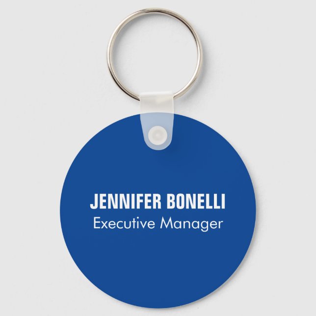 Professional minimalist modern blue add your name key ring (Front)