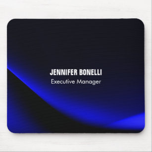 Professional minimalist modern blue add your name mouse pad
