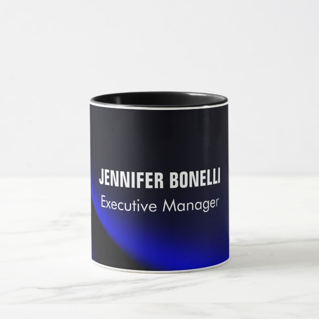Professional minimalist modern blue add your name mug (Center)