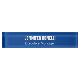 Professional minimalist modern blue add your name nameplate
