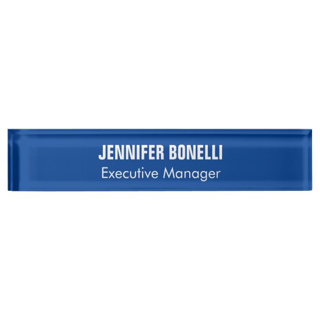 Professional minimalist modern blue add your name nameplate (Front)