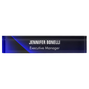 Professional minimalist modern blue add your name nameplate
