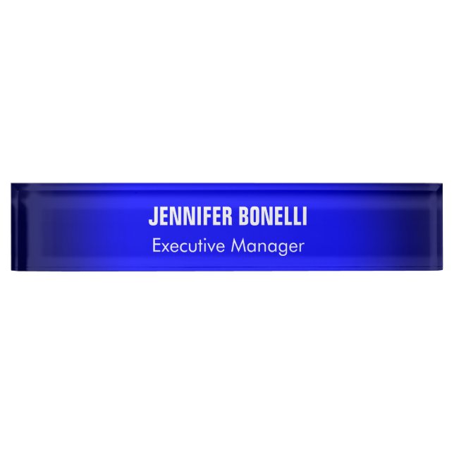 Professional minimalist modern blue add your name nameplate (Front)