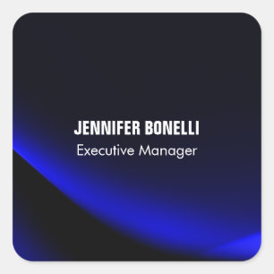 Professional minimalist modern blue add your name square sticker