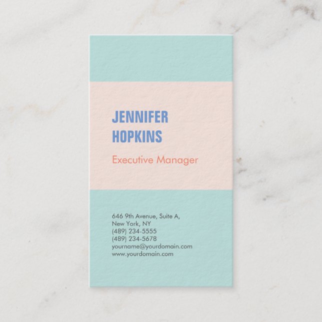 Professional minimalist modern blue business card (Front)