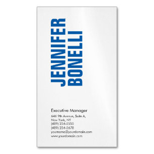 Professional minimalist modern bold blue white Magnetic business card