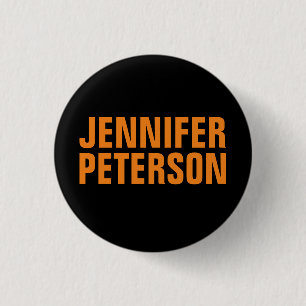 Professional minimalist modern bold orange black 3 cm round badge