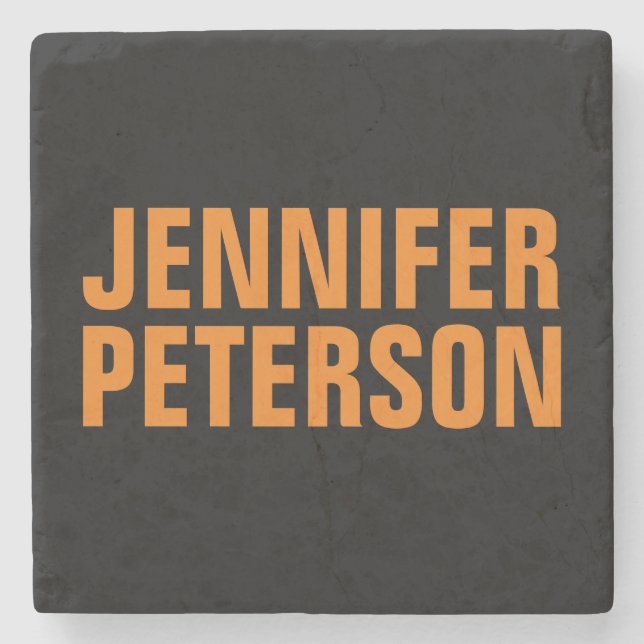 Professional minimalist modern bold orange black stone coaster (Front)
