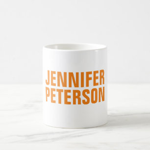 Professional minimalist modern bold orange white coffee mug