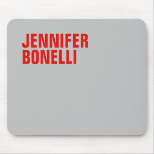 Professional minimalist modern bold red grey name mouse pad