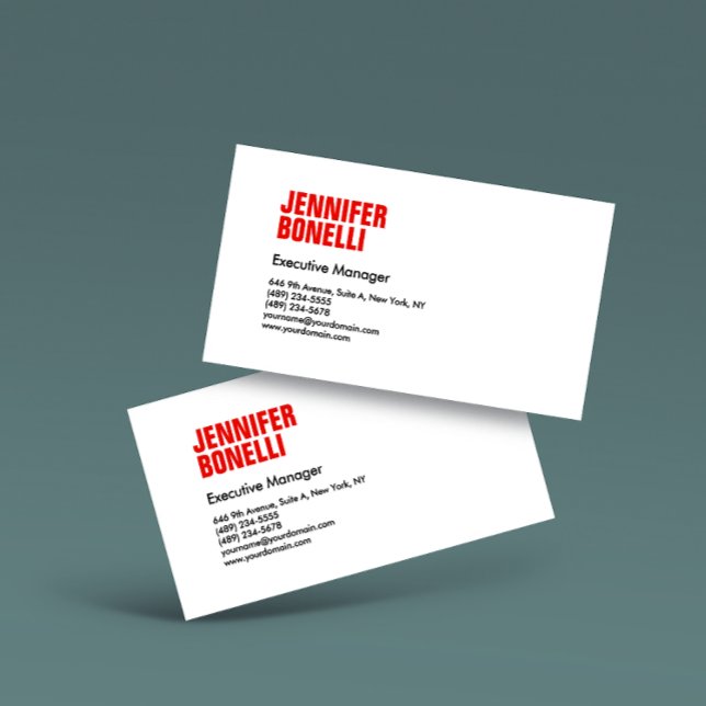 Professional minimalist modern bold red white business card (Creator Uploaded)