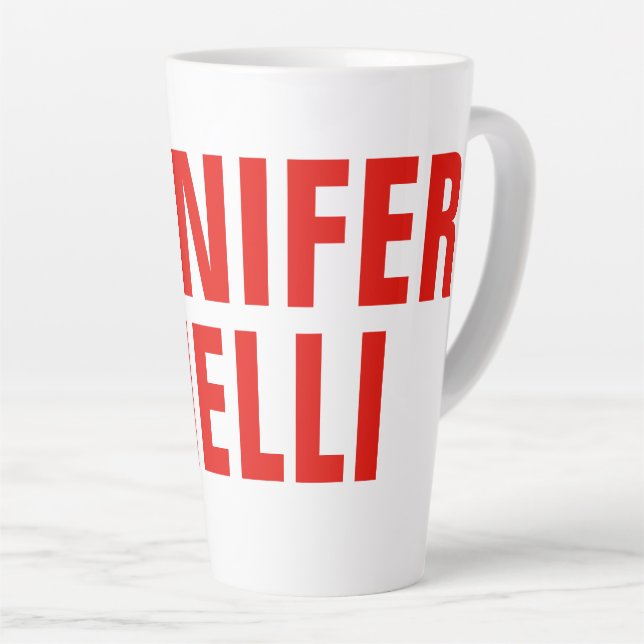Professional minimalist modern bold red white latte mug (Right Angle)