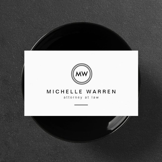 Professional Minimalist Modern Circle Monogram Business Card (Creator Uploaded)