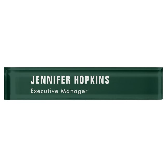 Professional minimalist modern dark green nameplate (Front)
