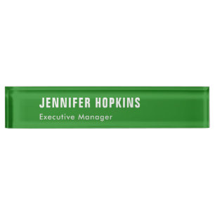Professional minimalist modern forest green nameplate
