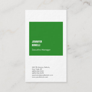 Professional minimalist modern forest green white business card