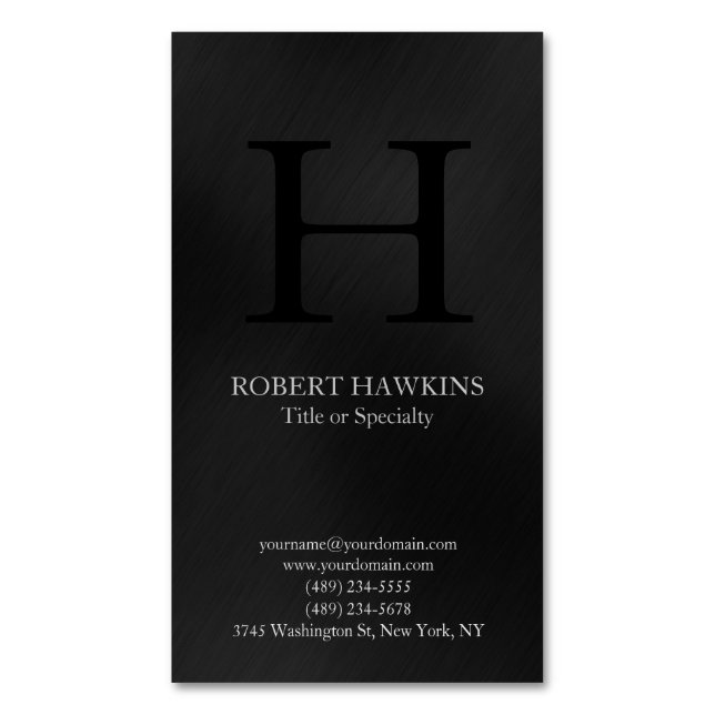 Professional minimalist modern grey monogram 	Magnetic business card (Front Vertical)