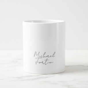 Professional minimalist modern grey white large coffee mug