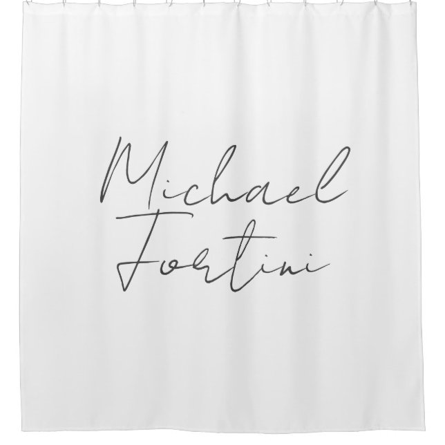 Professional minimalist modern grey white shower curtain (Front)